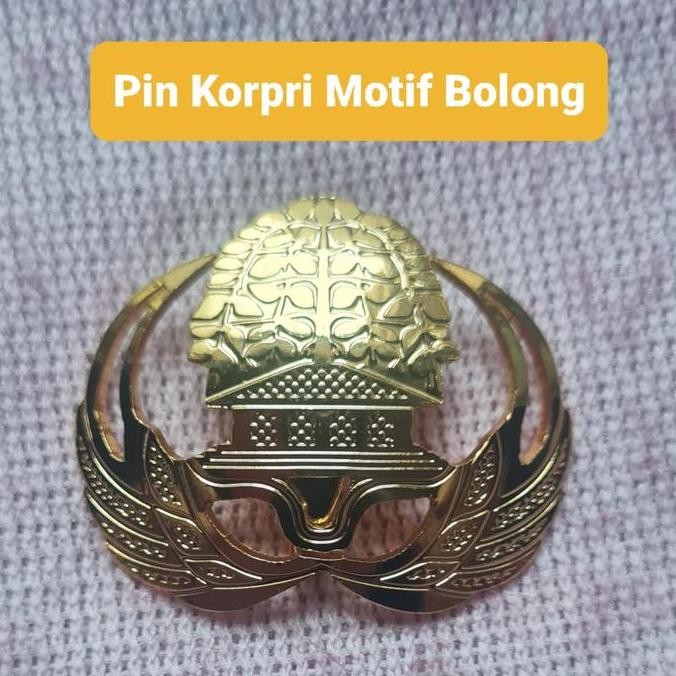 Pin Lambang Korpri Asn Pns Magnet Dan Peniti Bahan Kuningan Bolong Sepuh Emas Gold 3.5Mm New Stok