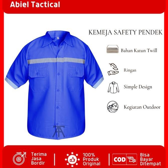 Baju Pria Kemeja Safety Lengan Pendek Atasan Wearpack Safety Wearpack New Stok