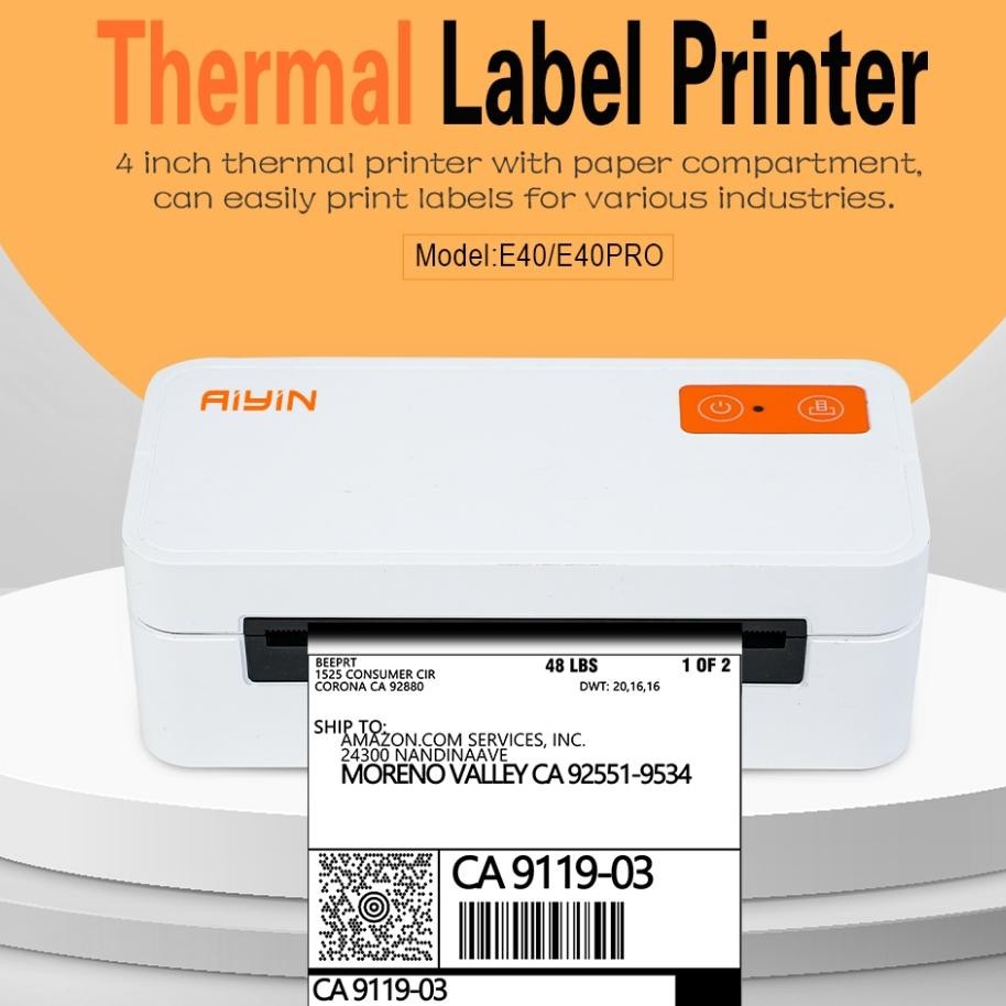 Aiyin E40 Pro Printer Barcode Thermal Label Rei Giriman 110Mm On 4 Inch Compact Thermal Tier Label P