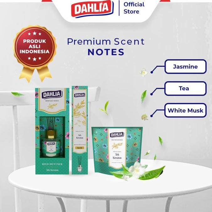 

DAHLIA Bundling Heritage Series Teh Keraton Reed Diffuser, Refill & Air Freshener Gel Pengharum Ruangan - Wangi Mewah, Menenangkan GGS