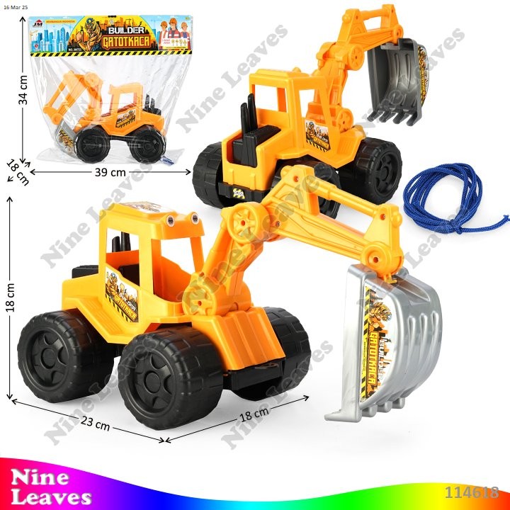 Mainan Anak Truk Excavator Roda Ban F/W + Tali Penarik Bulider Gatotkaca