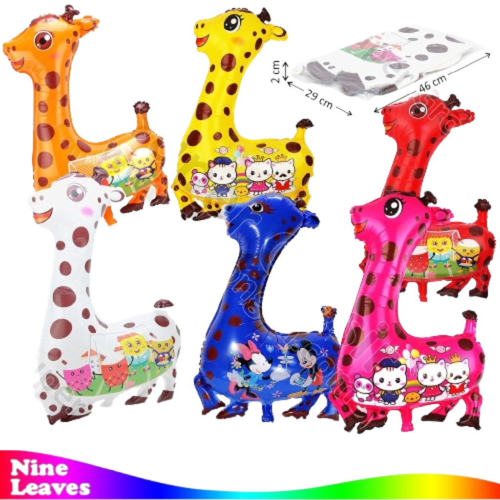 [Grosir 50 Pcs] Balon Gas Jerapah 50 Pcs Gambar Karakter Random Mainan Anak