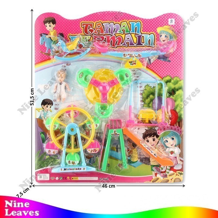 Mainan Taman Bermain 6 Pcs Bianglala dan Perosotan + Boneka Mini Taman Bermain