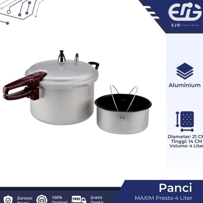 Spesial Panci Presto Maxim 4 Liter Pelunak Daging Ikan 4L Pressure Cooker Ori