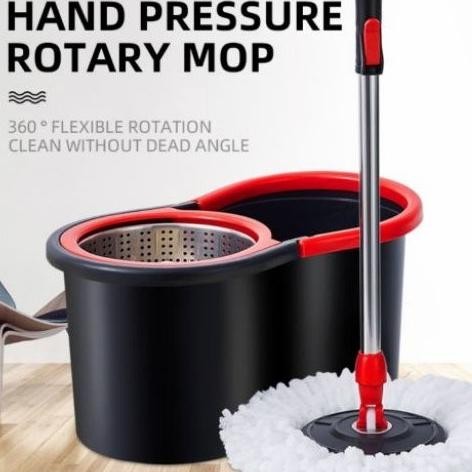 TB02 Alat Pel Lantai Spin Mop Pel-Pelan Supermop Ultra Mop Alat Pengepel Lantai Putar Free 2 Kain