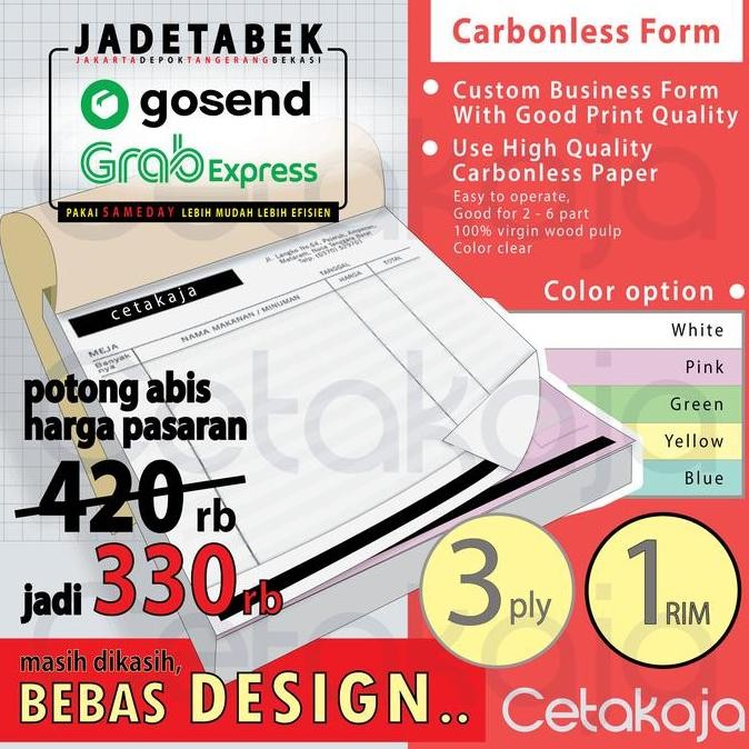 

produk baru!! cetak nota 1 rim 3 ply ( bebas desain ) 3ply 1rim - gojek grab only
