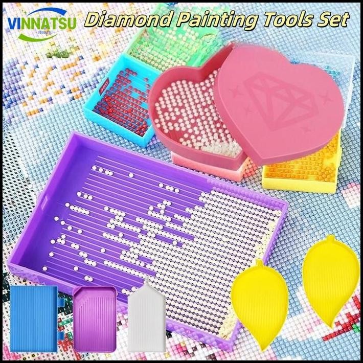 

[Vinnatsu]5D DIY Penyimpanan Lukisan Berlian/Diamond Painting Tools Set/Nampan Piringan Plastik Dengan Corong Untuk Lukisan Diamond