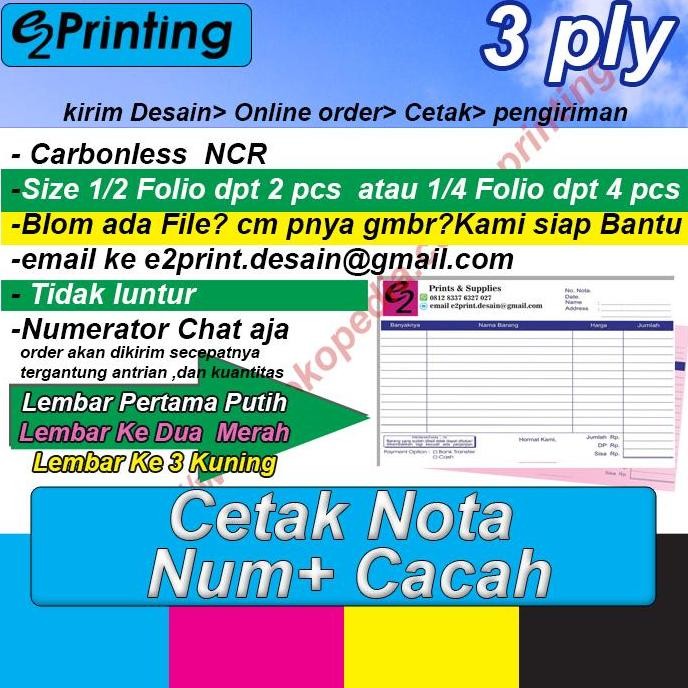 

produk baru!! cetak nota bon 3ply cacah/perforasi