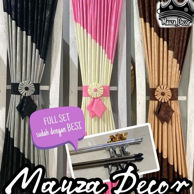 Gorden kombinasi tebal fullset sudah dengan besi / gorden ikat pita / gorden jendela minimalis impor