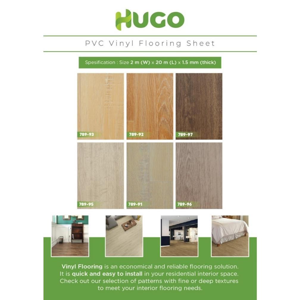 WN HUGO Vinyl Flooring Motif Kayu Tebal 1,5mm / Karpet Lantai Vinyl Roll Meteran