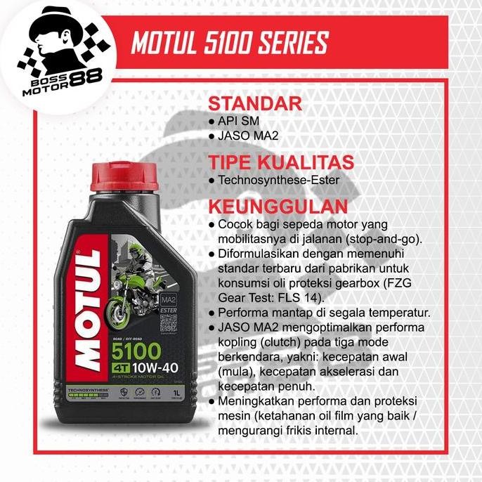 MOTUL 4T 5100 1L OLI MESIN MOTOR 4 TAK ORIGINAL GEAR KOPLING MOTORCYCLE