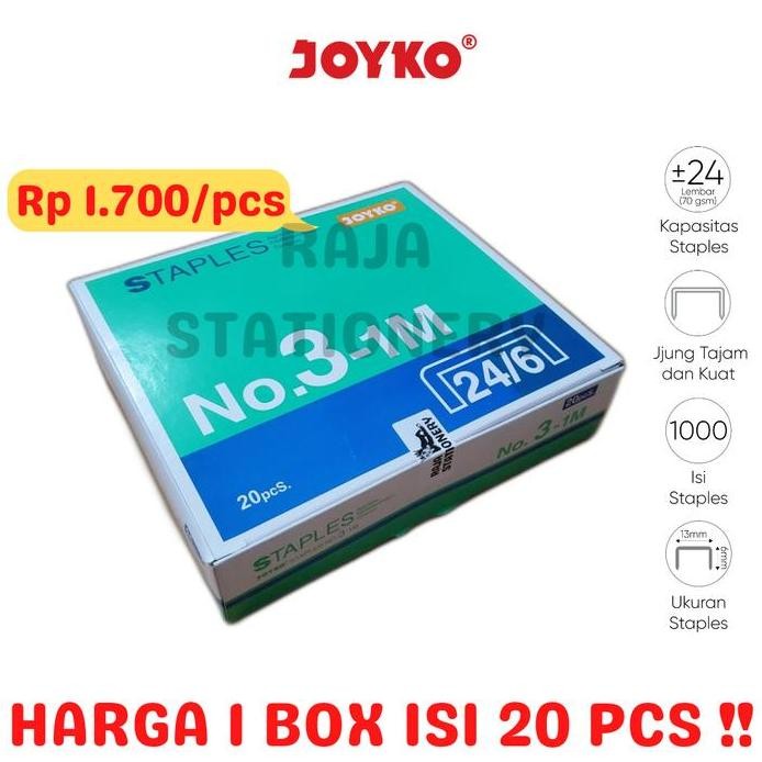 

ready JOYKO STAPLES NO.3 ISI STEPLER BESAR HEKTER JOYKO NO.3-1M [20PCS]