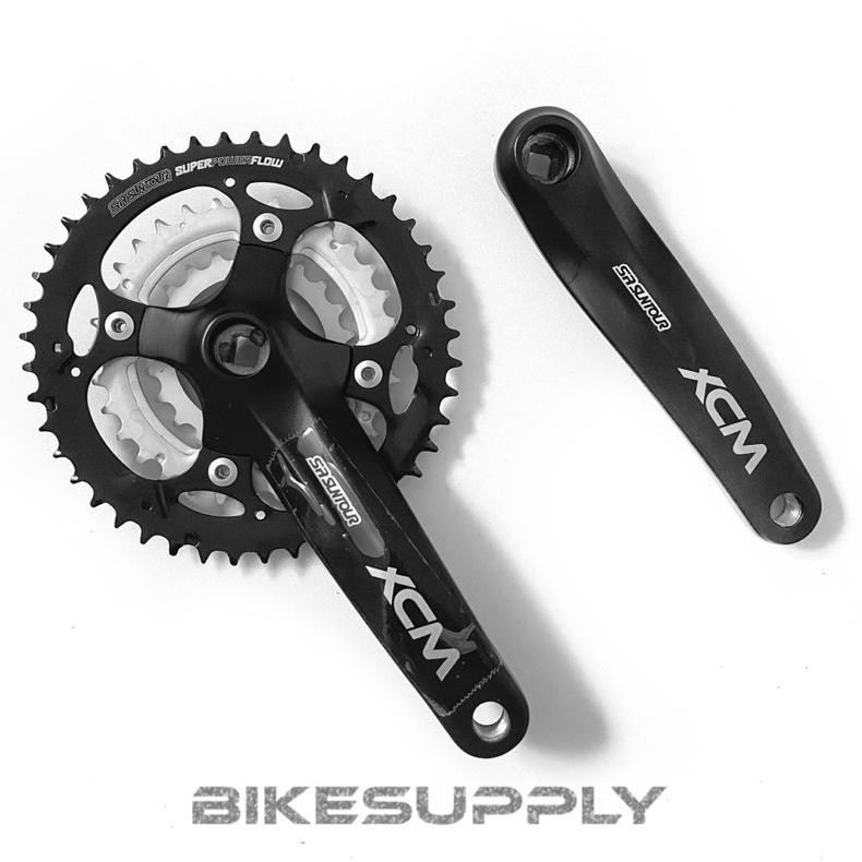 Crank Set (Crankset) Sepeda Merk Sr Suntour Xcm Super Power Flow Triple 3 Speed 22 - 32 - 44T Bcd 10