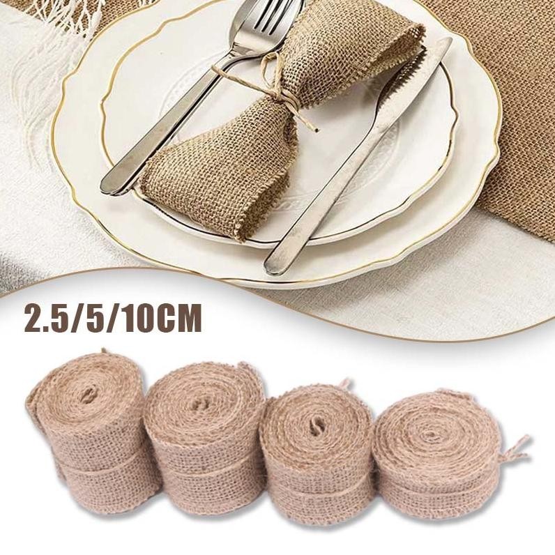 

Premium 10M Pita Karung Goni Jute Ribbon Burlap Decoration 2.5/5/10Cm Pita Tali Goni Obras Krem Roll Dekorasi Diy Graft Pita Souvenir High Quality