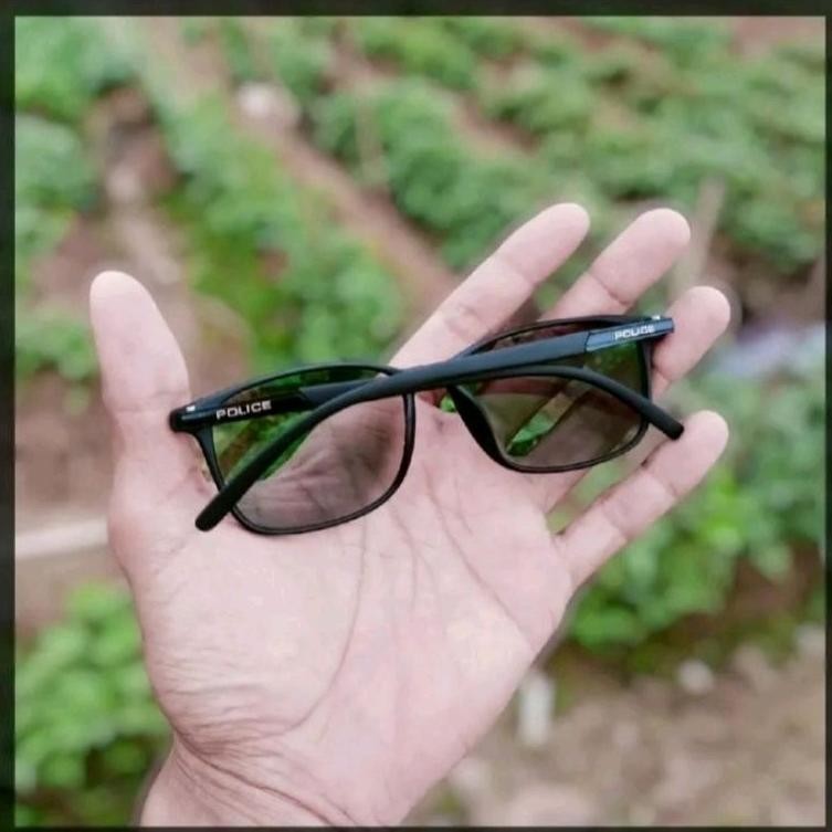 HJK Kacamata Photocromic Lensa Anti Radiasi Frame Police Made in Italy Unisex / Kaca Mata elastis