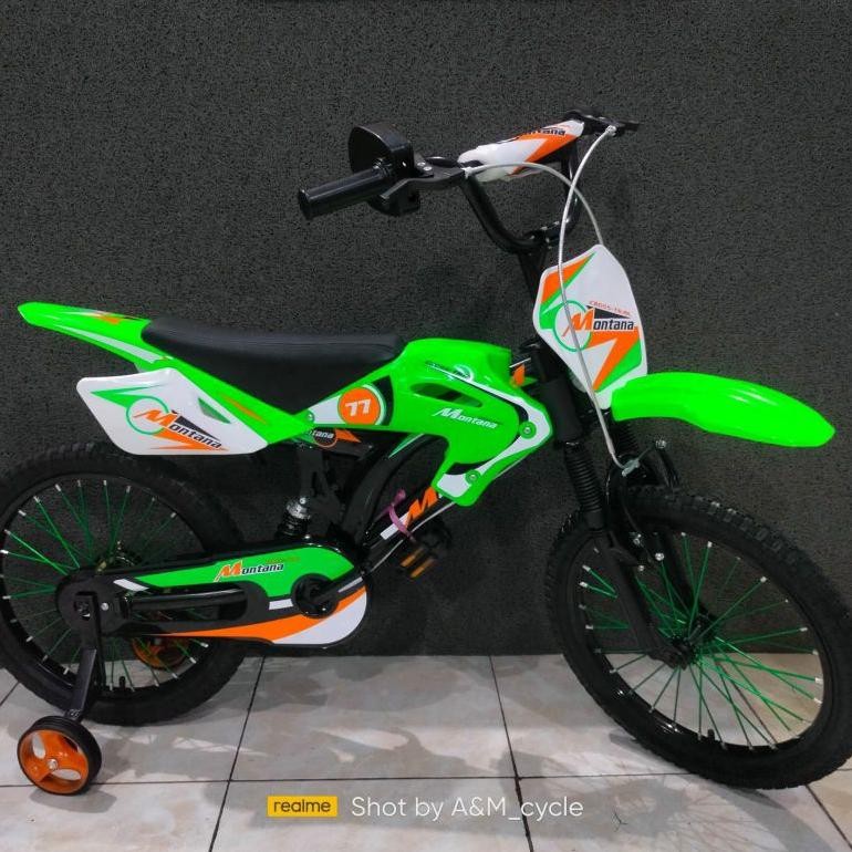 Sepeda Anak 18 inchi BMX Montana Cross trail sepeda BMX model motor trail bel gas motor mirip wimcyc