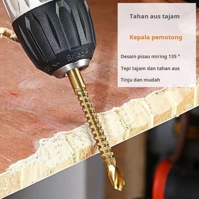 Mata Bor Gigi Gergaji Bor Tangan Model Putar Multifungsi Alur Gergaji Pertukangan Kayu Bor Pelubang 