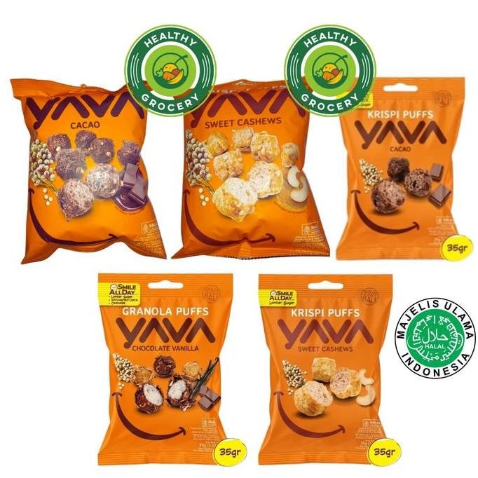 

siap kirim] YAVA Krispy Puffs Cacao 35gr / YAVA Krispi Puffs Sweet Cashews 35gr / YAVA Granola Puffs Chocolate Vanilla 35gr
