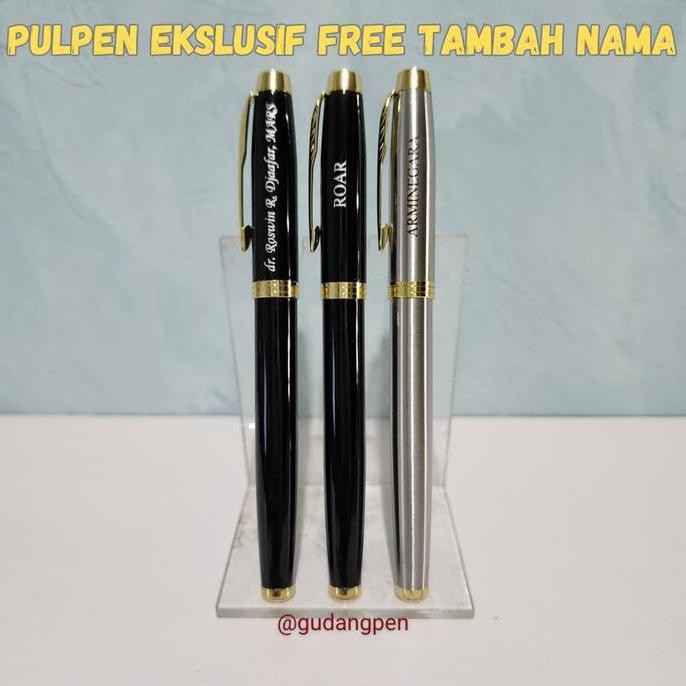 

Custom Nama + Pulpen Metal Model Parker IM New Rollerball Tinta Hitam