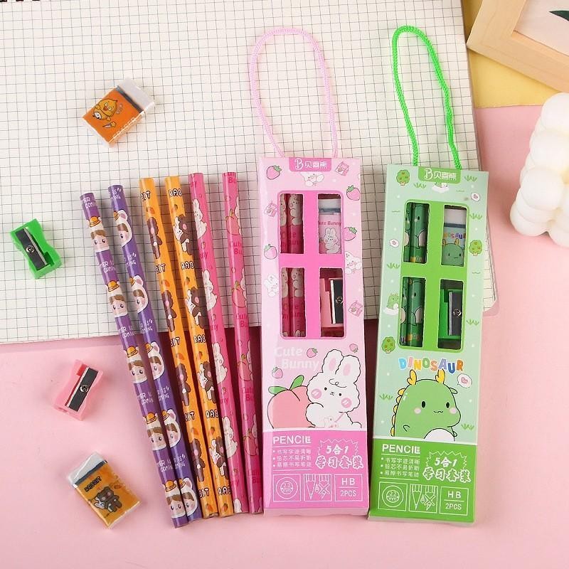 

Wm Pensil Set 5In1 Karakter Lucu / Paket Lengkap Pencil Penggaris Penghapus Rautan Motif Unik