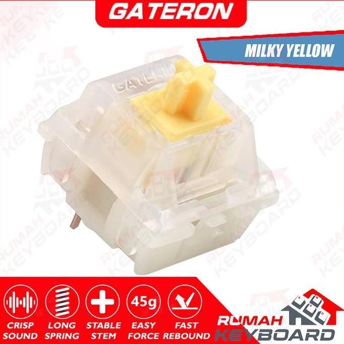 Switch - Gateron - Milky Yellow - 5 Pin - 50G - Pcb Mount - Linear