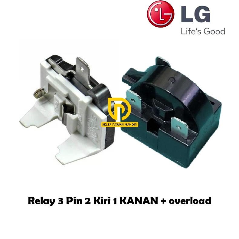 Relay 3 Pin 2 kiri 1 kanan + Ptc Overload Kulkas LG 1 pintu / 2 pintu