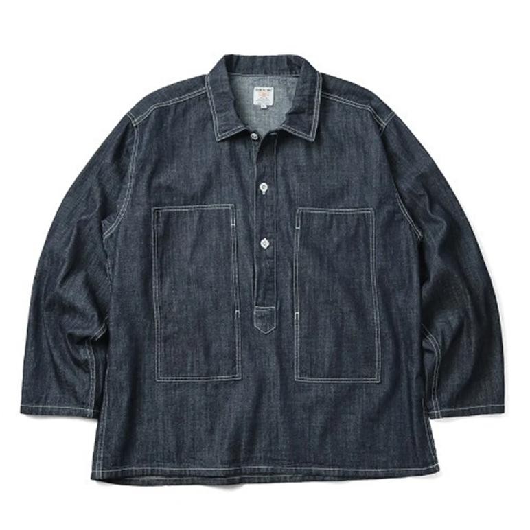 1920s Vintage US Army Spring  Jeans Blue Denim Work Uniforms Loose PW Pullover Shirt Fatigue Jumper 