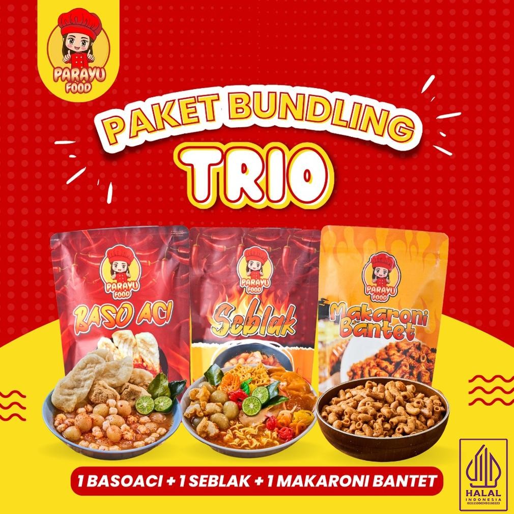 

Parayu Food - Paket Bundling Trio Seblak + Baso aci + Makaroni Bantet 150gr Khas Parayu