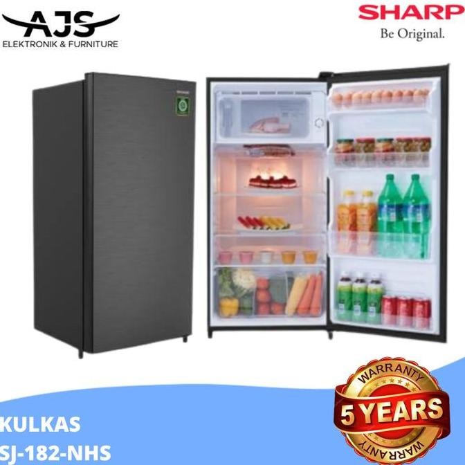 Kulkas 1 Pintu Sharp 182 N HS Rak Kaca Tinggi 120cm 166 Liter Hitam Termurah