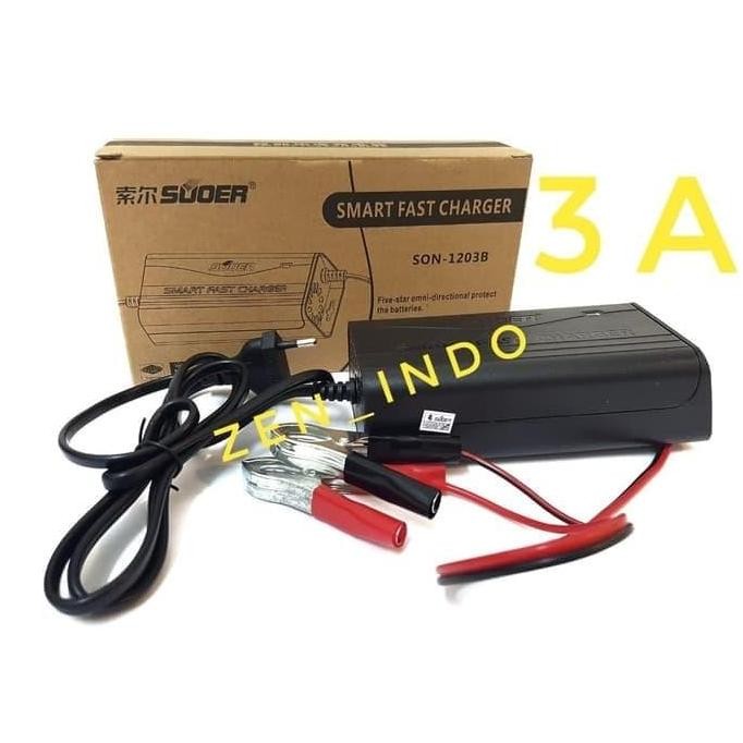 SUOER CHARGER ACCU 12VOLT 3AMPER/ CAS AKI/BATTERY CHARGER 12V 3A SUOER