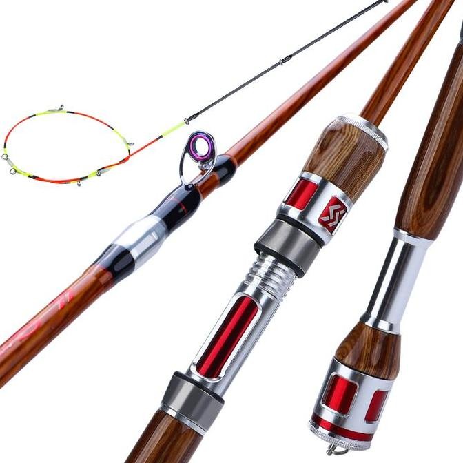 Sougayilang joran pancing joran tegek 2 bagian teleskopik pancing serat karbon pancing untuk memanci