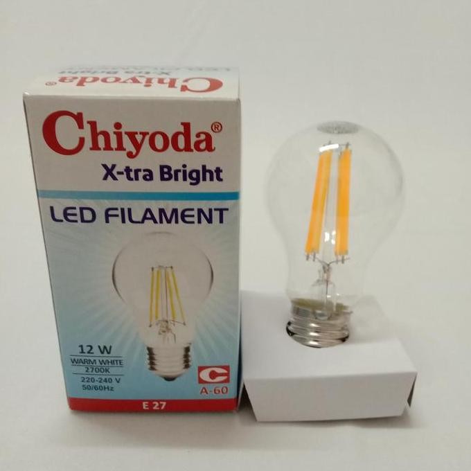 tersedia lampu chiyoda led filament a-60 4w-12w  kuning / warmwhite