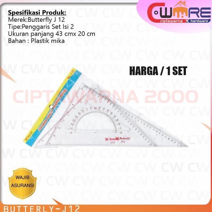 

((((()paling dicari] SET Penggaris segitiga busur butterfly Triangle Ruler - J12