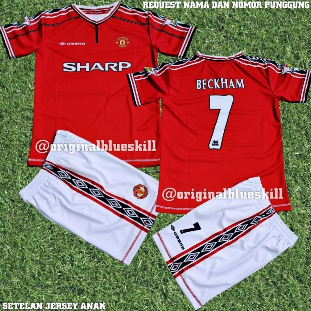 Setelan jersey retro mu terbaik 1998-2000 / jersey setelan anak laki perempuan / jersey sepak bola a