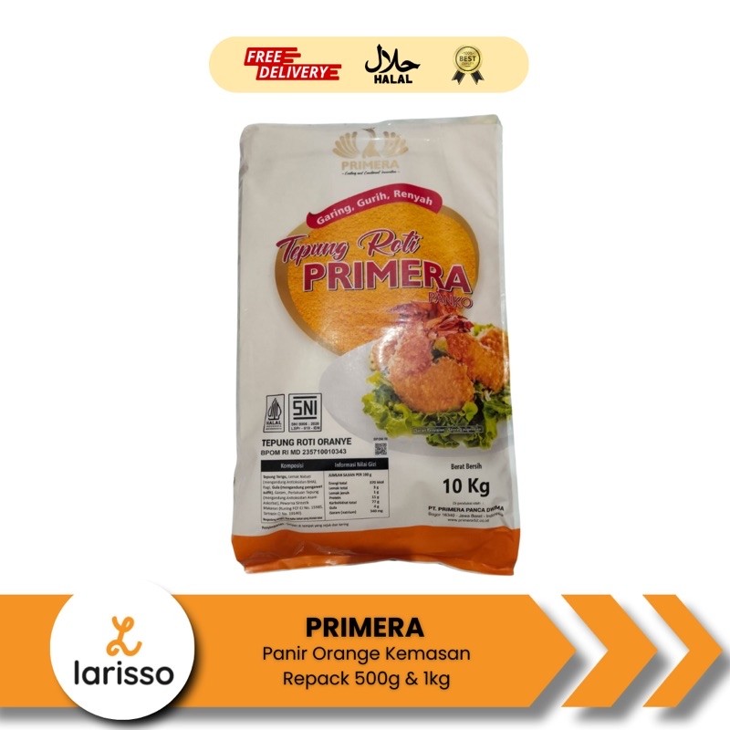 

Primera Tepung Roti Oren / Tepung Panir / Orange Bread Crumbs Kemasan Repack 500g & 1kg