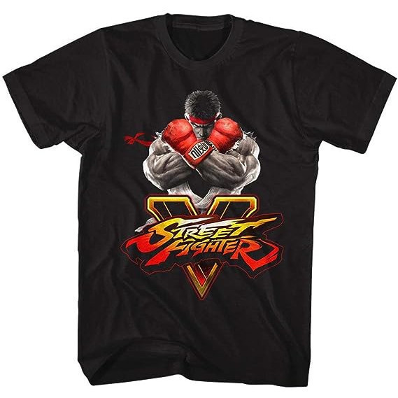 Baju Kaos A&E Designs Street Fighter Shirt V Logo 2 T-Shirt Premium Cotton Combed 24s Original 100% 