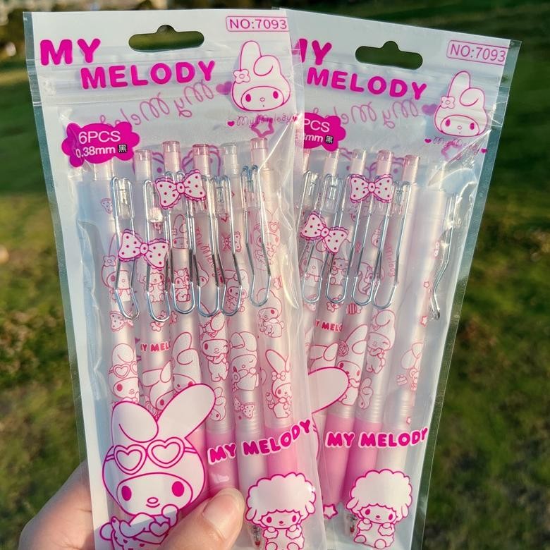

Ready (6Pcs) Pulpen Gel Cetek Sanrio / 0.38Mm Ballpoint / Pena Cinnamorol Melody Kuromi
