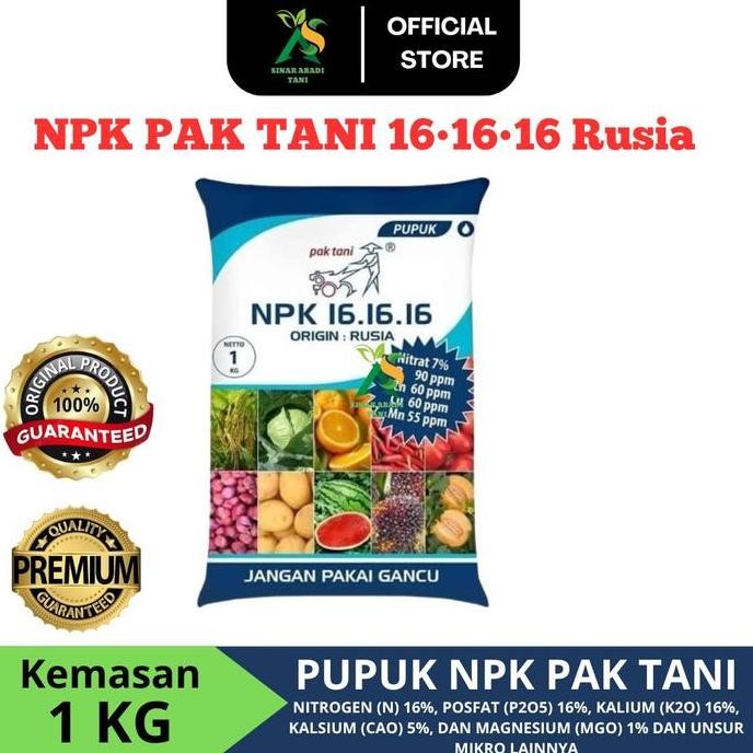 

Terlaris Pupuk Pak Tani Npk 16 16 16 Biru Origin Rusia Kemasan Pabrik 1 Kg Tanaman