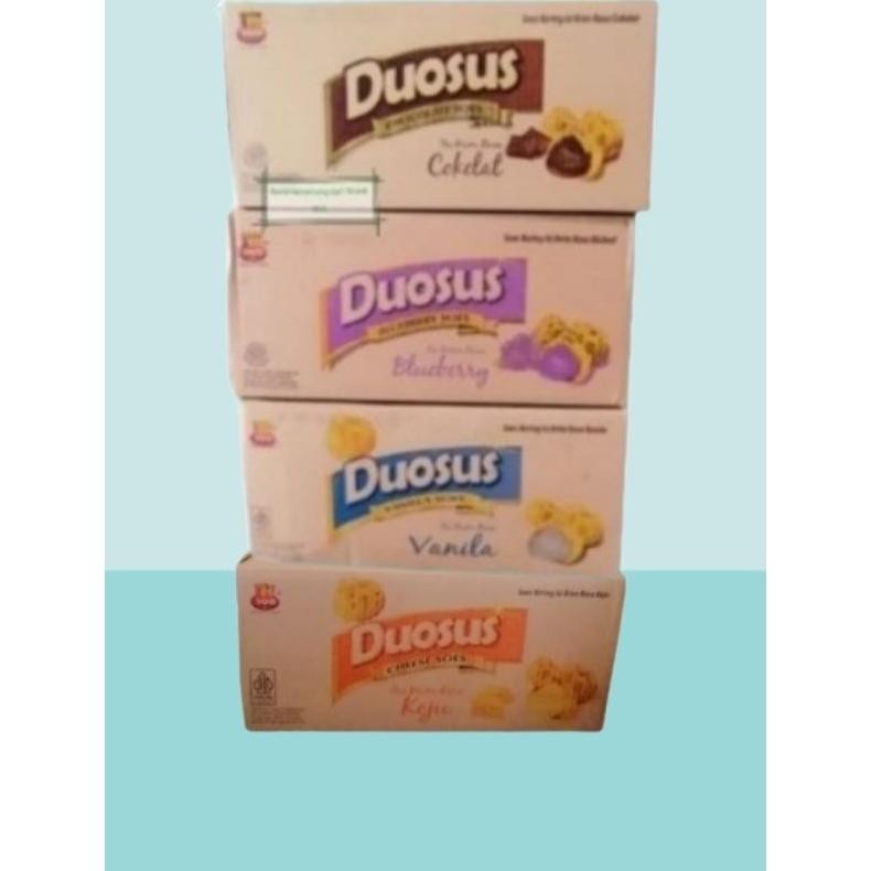

Ready stok Terlaris Duosus Kue Soes Kering Cemilan Enak Duo Sus Cokelat / Blueberry 1Dus / Karton isi 30 Pcs 30 Gram Termurah