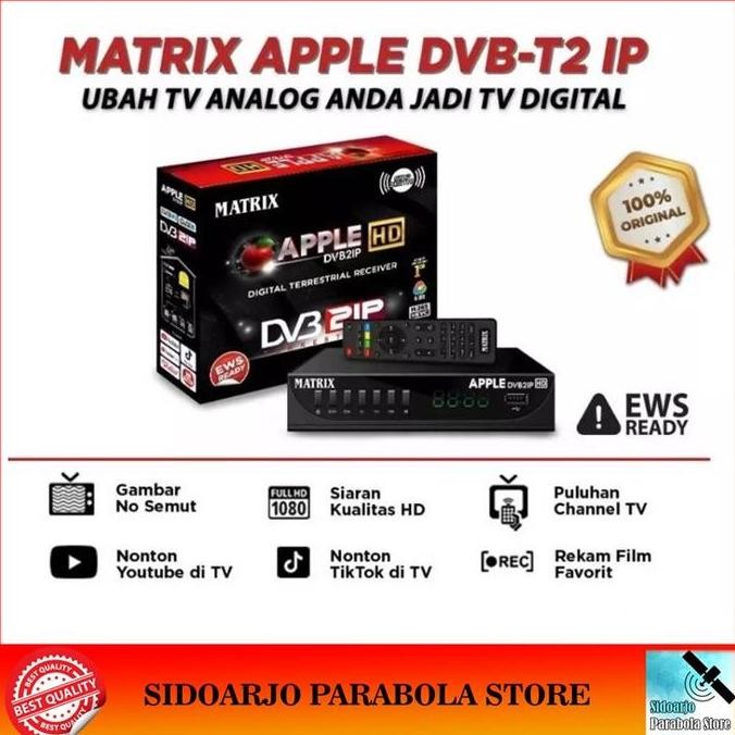 NEW Set Top Box TV Digital Matrix Apple Hitam HD Black DVB2IP STB DVB-T2 DVBT2 Antena Siaran Channel