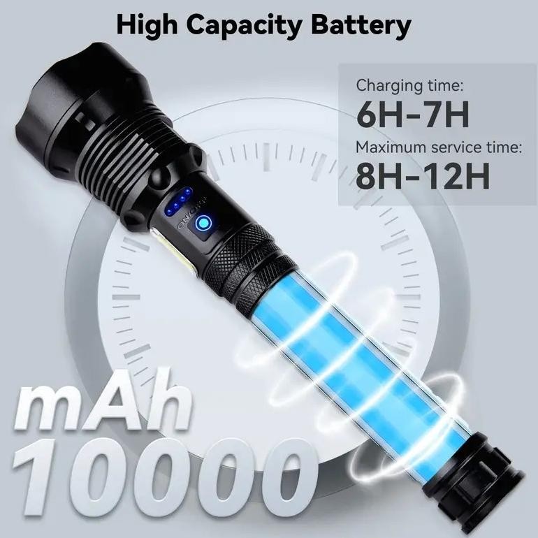 Ready Senter Led Super Terang Jarak Jauh 90000 Lumens Ori Waterproof Senter Swat Zoom Flashlight Lam