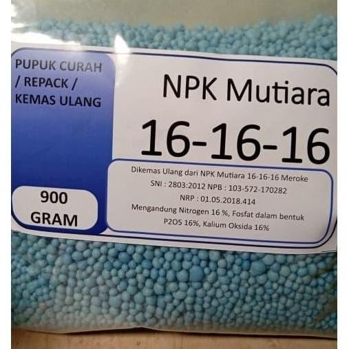 

Terlaris Pupuk Npk Mutiara 16-16-16 Meroke Repack/Kemas Ulang/Curah Isi 900 Gr