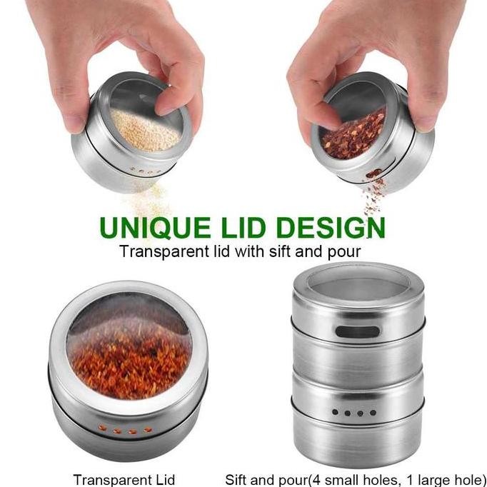 

Terlaris Tempat Penyimpanan Bumbu Magnetic Dapur Masak Wadah Wijen Garam Tabur