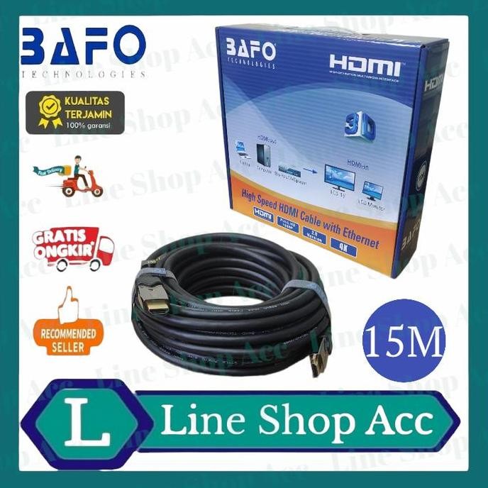 TERLARIS - BAFO Cable HDMI 15 Meter Versi 2.0 Quad HD 3D 4K Gold Plated