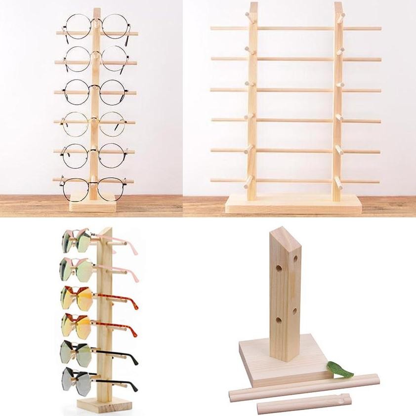 Premium Rak Display Kacamata Kayu Acara Berdiri Tempat Perhiasan Wooden Holder for Sun Glass Rak Dis