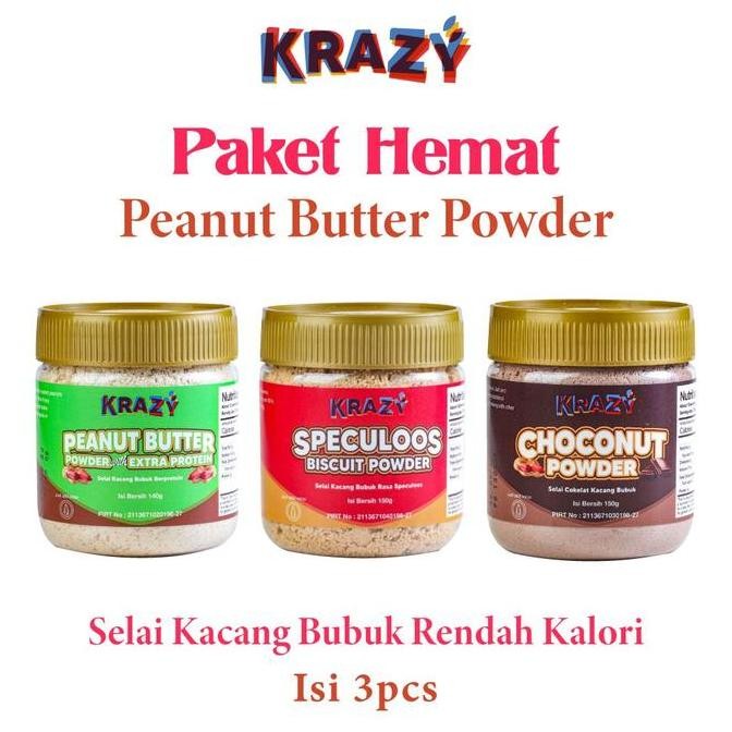 

Produk Baru!! Krazy Selai Kacang Tanpa Gula isi 3 x 140gr | Bubuk Peanut Butter Powder