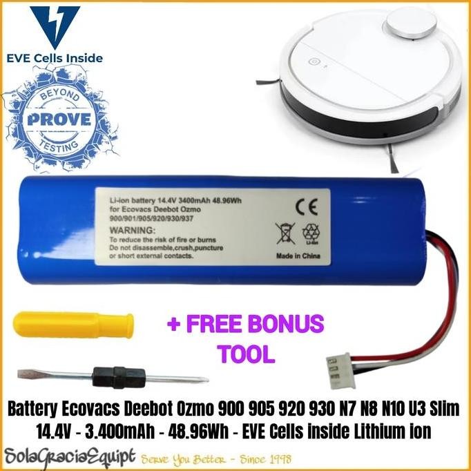 batre / baterai / battery ecovacs deebot 900 905 920 n7 n10 u2 u3 slim ori -