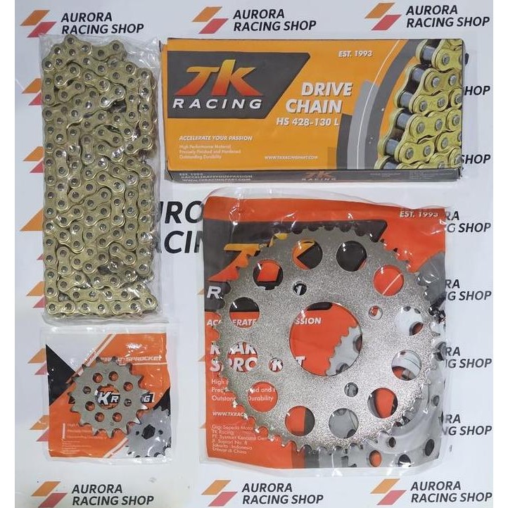 BERKUALITAS GEAR SET TK 428 HONDA TIGER & RANTAI TK 428 HS GOLD