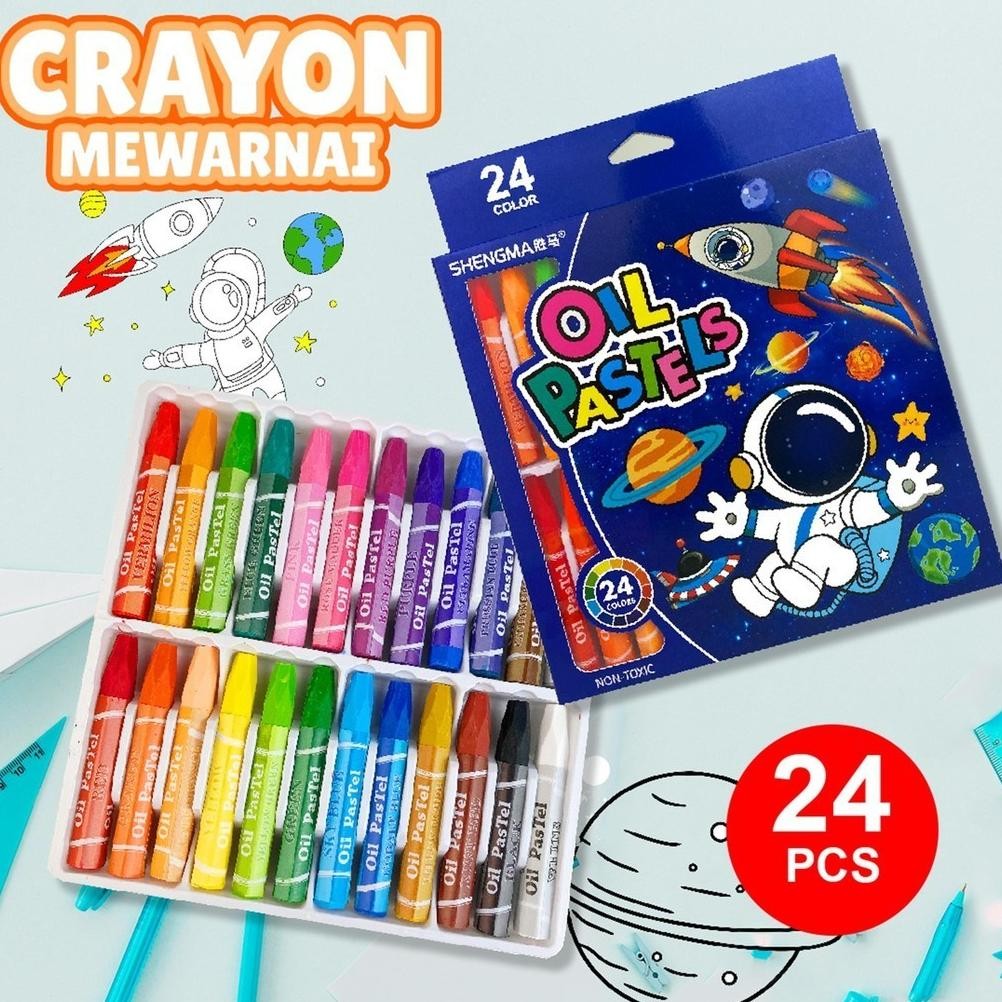 

Super Sale T-56 Crayon Anak Mewarnai 24Pcs/ Krayon Anak Oils Pastels Animasi 660924 Original