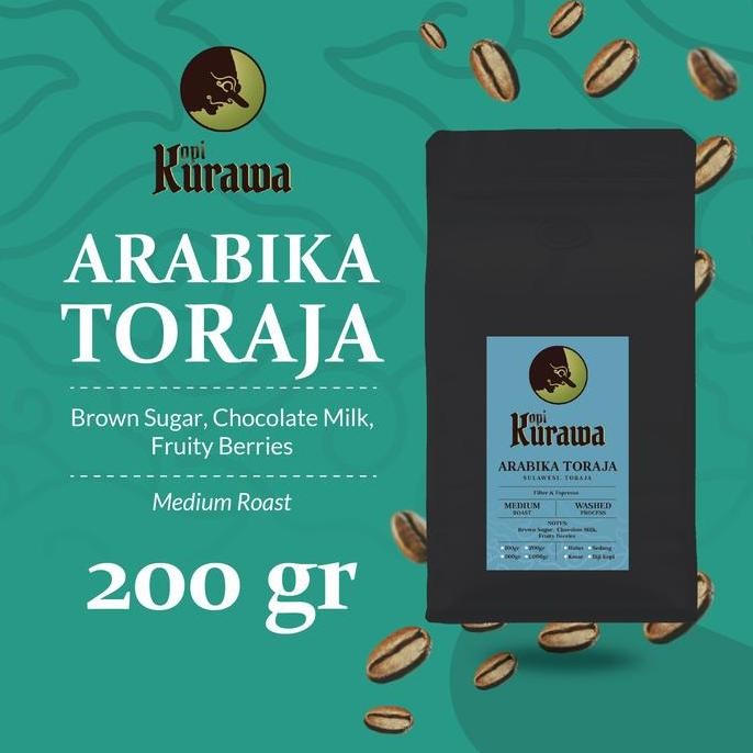

Kopi Arabika Toraja Sapan Arabica Coffee Roasted Beans Biji Bubuk 200g